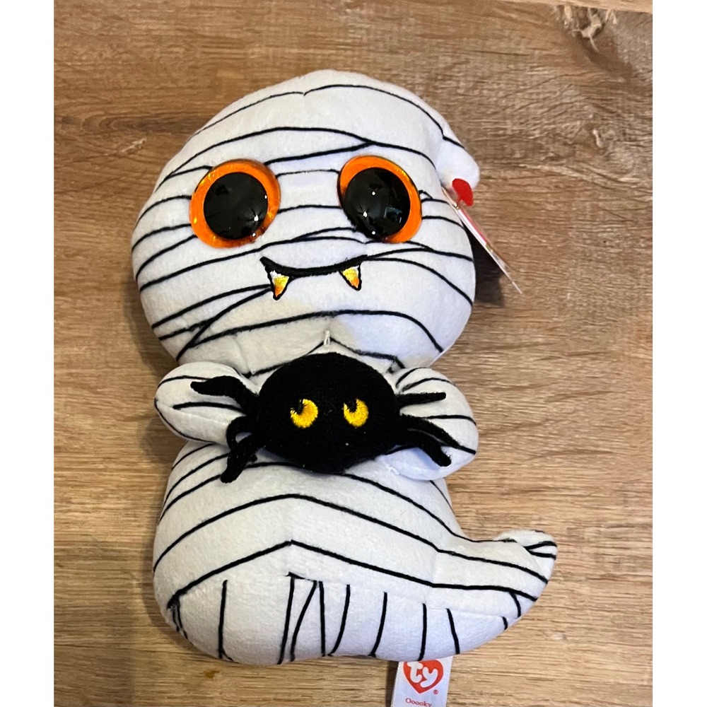 Ty Beanie Boos Oooky Mummy Ghost with Spider Halloween Plush Toy